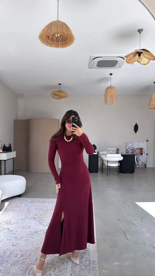 OTTOMAN YAN YIRTMAÇ MAXI BOY ELBİSE